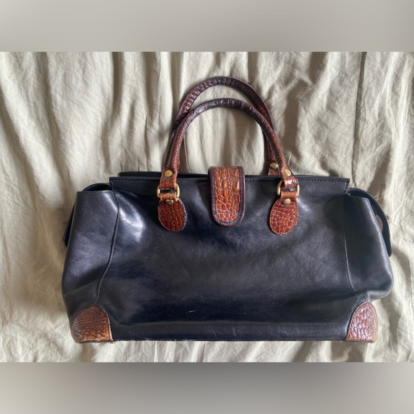 Brahmin Vintage Black and Brown Leather Handbag - Picture 3 of 10